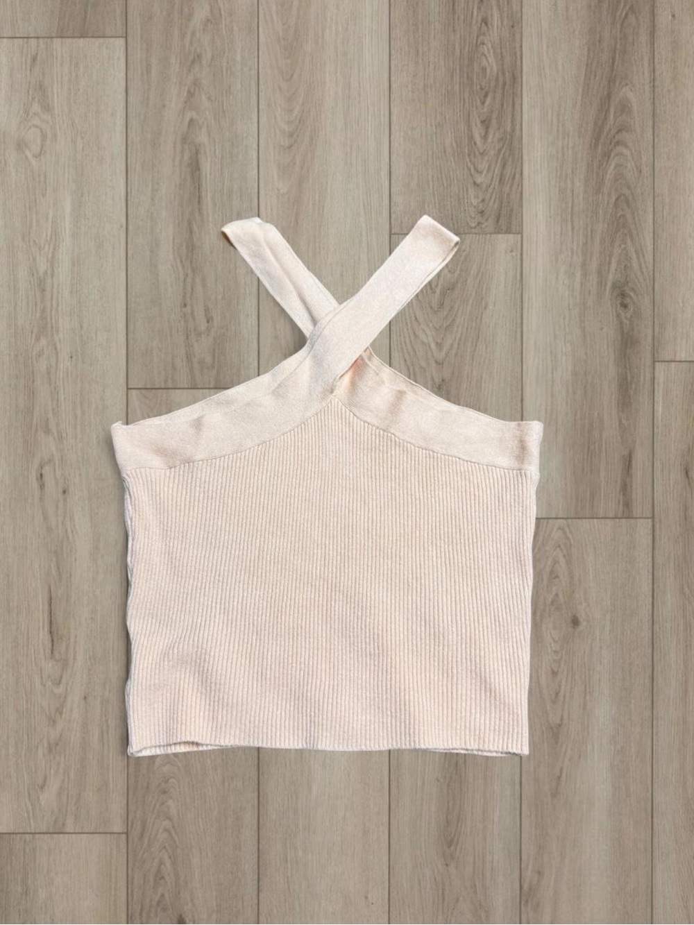 Amazon Cross-Strap Ribbed Tank Top — Cream